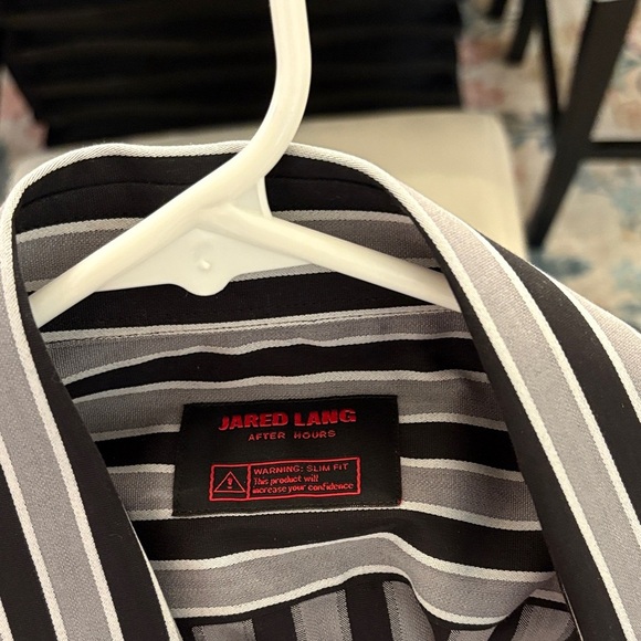 Jared Lang Black and Gray Striped Shirt - Picture 2 of 3